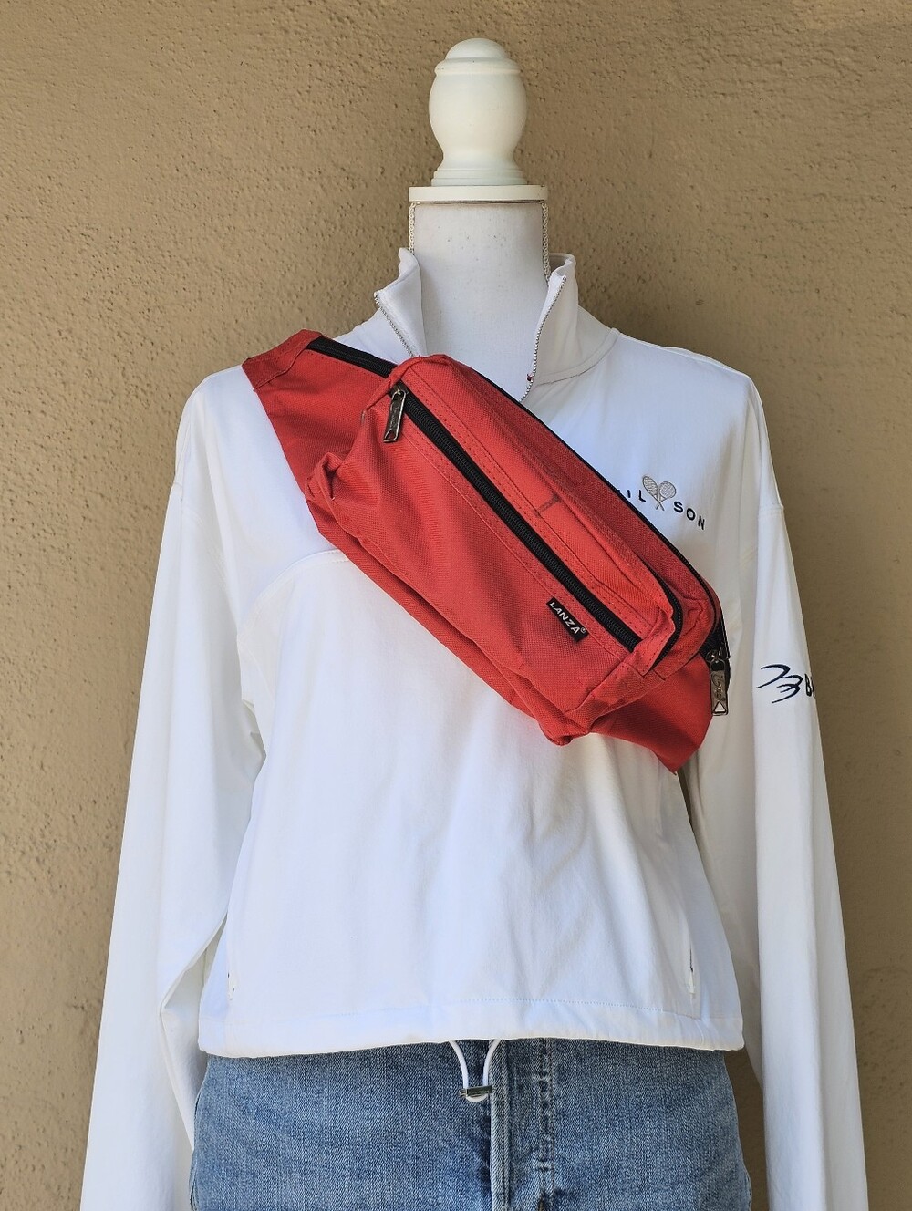 Red Canvas Lanza Crossbody Fanny Pack